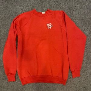 Thrifted Vintage Three Dog Night Red Sweatshirt, size XL.